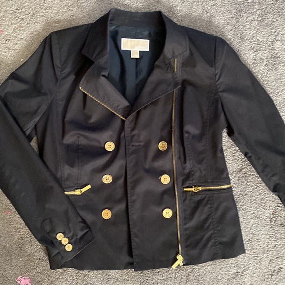 Michael Michael Kors Double breasted zip up cotton Blazer with Gold detailing - Picture 2 of 5